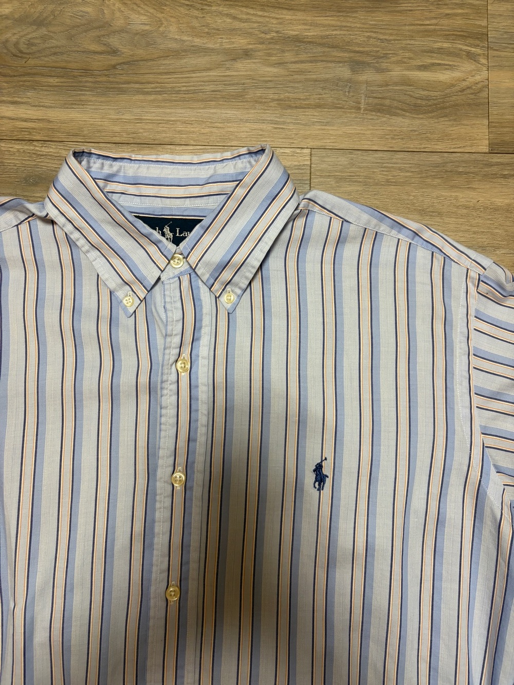 Vintage Ralph Lauren Yarmouth Stripe Oxford Shirt 16 34/35 Large Cotton - Picture 4 of 5